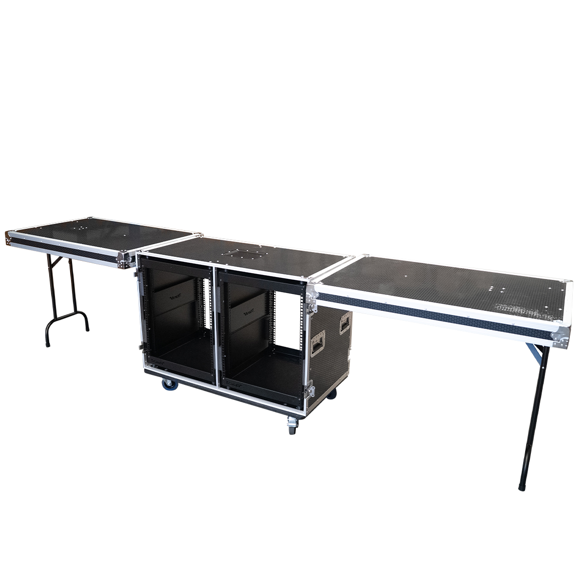 Dual 12RU Shockproof Rack Workstation with Side Tables