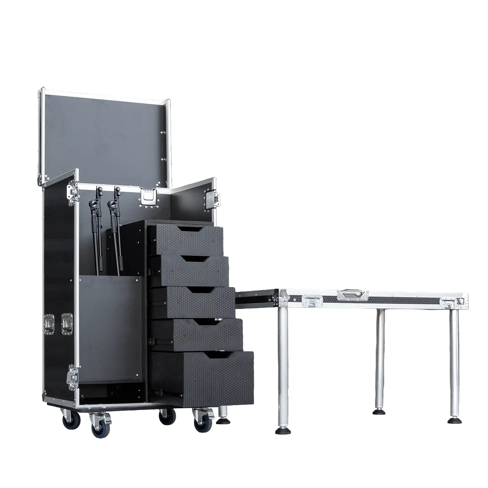 12 Microphone Stand Workstation Road Case