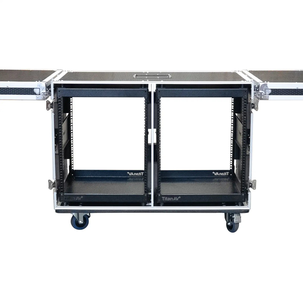 Dual 12RU Shockproof Rack Workstation with Side Tables