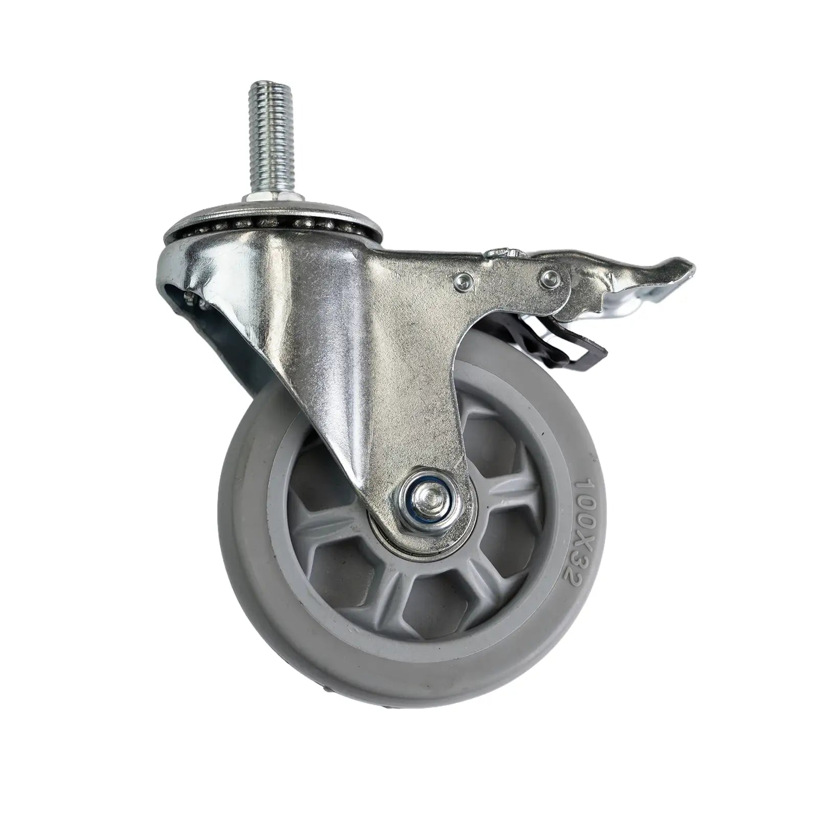 4" Threaded Castor Wheel with Dual Leg Adapter Plate