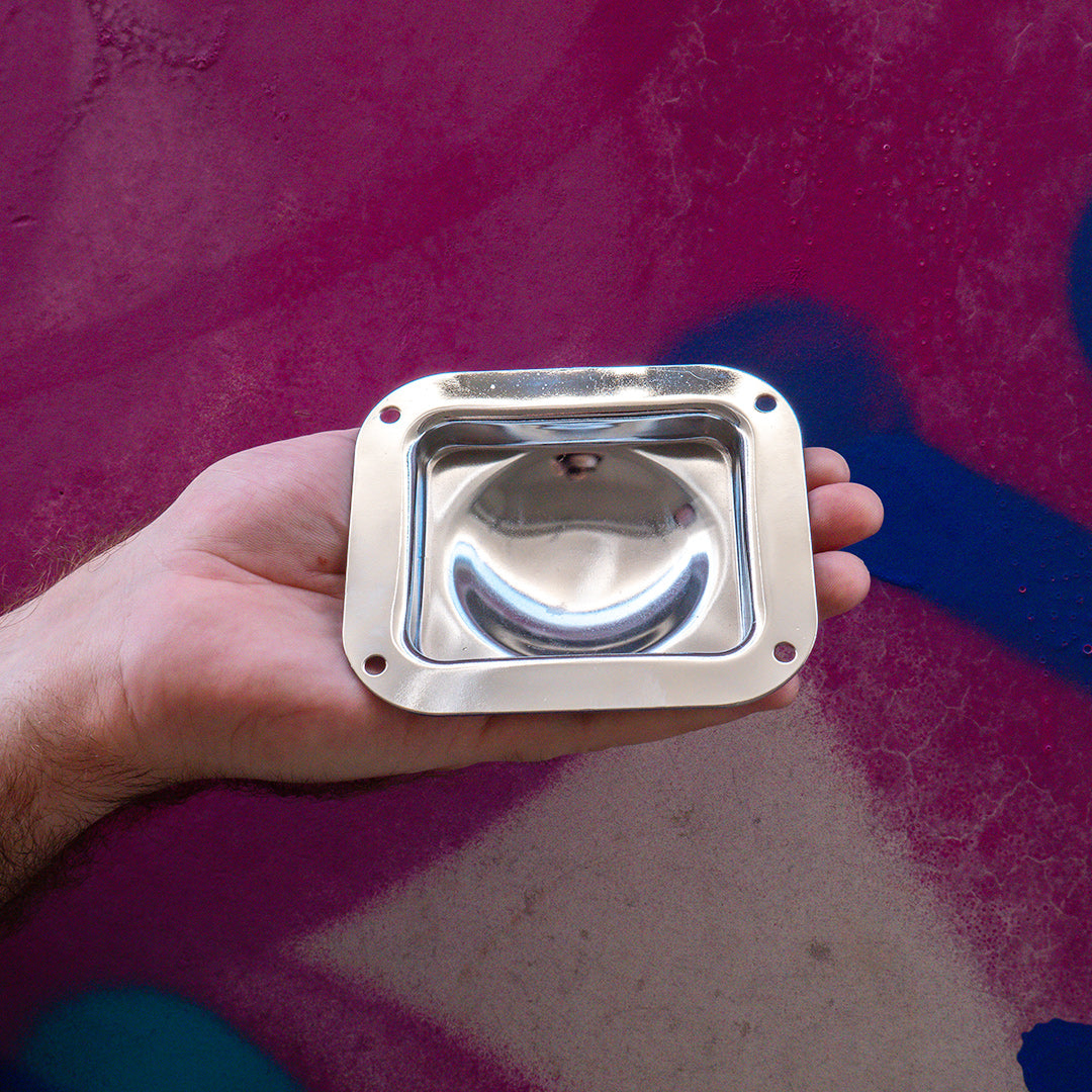 Road Case Castor Wheel Dish Plate Small - Chrome