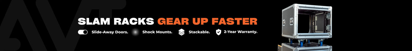 Slam Rack Gear Up Faster. Side-away Doors. Anti-Vibration Shock Mounts. Stackable. 2-Year Warranty.