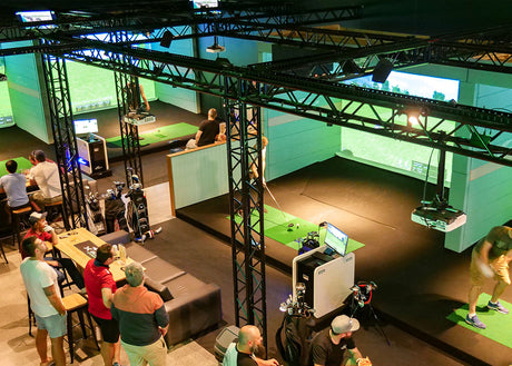 XGolf venue designed with Titan AV Lighting Truss