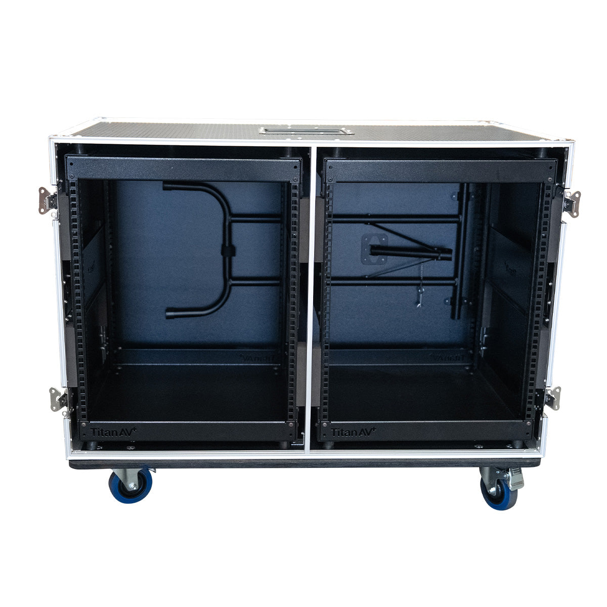 Dual 12RU Shockproof Rack Workstation with Side Tables