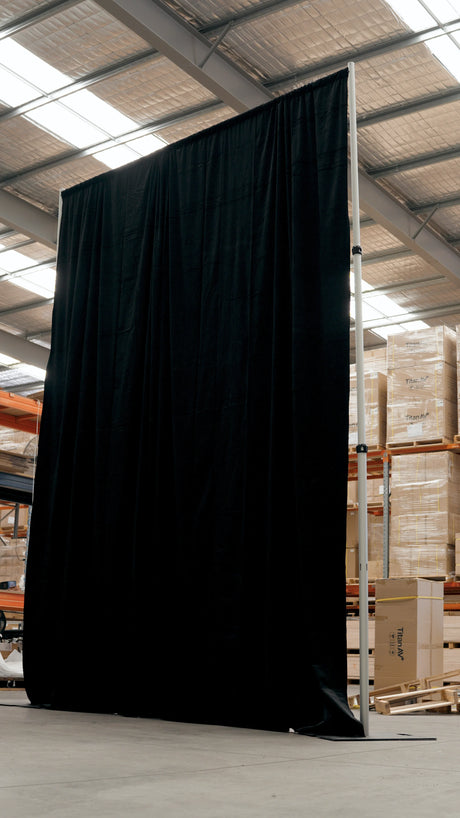 Pipe and Drape Stand with Black Velvet Drape (800gsm)
