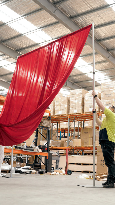 3m x 4.2m Pipe and Drape Stand with Burgundy Velvet Drape