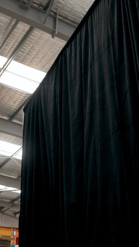 3m x 4.2m Pipe and Drape Stand with Black Velvet Drape (800gsm)