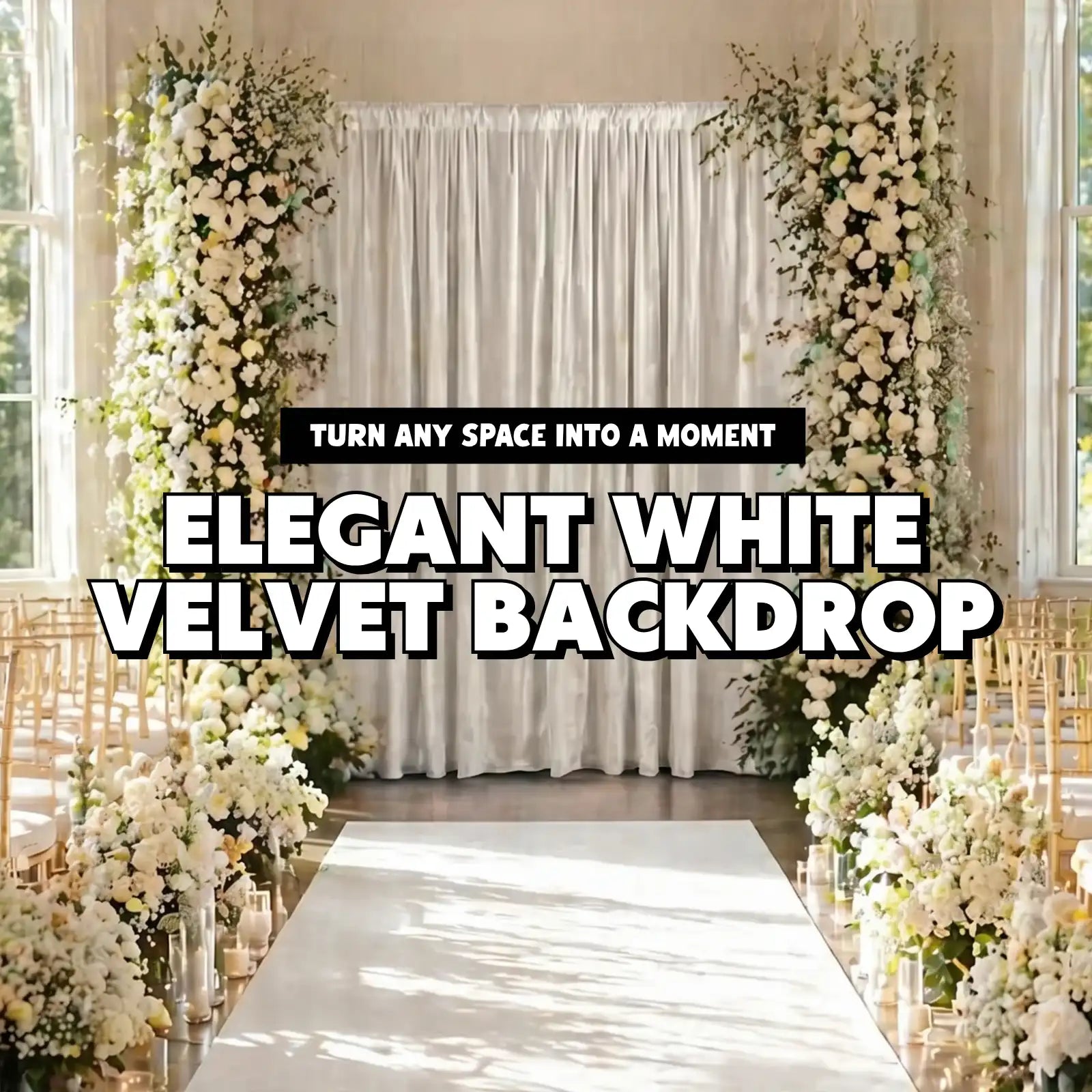 Wedding Backdrop Stand with White Velvet Drape