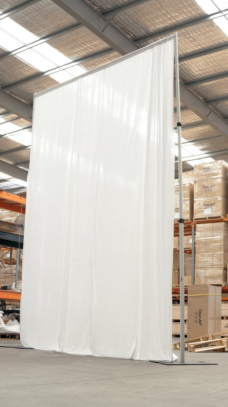 3m x 4.2m Pipe and Drape Stand with White Velvet Drape