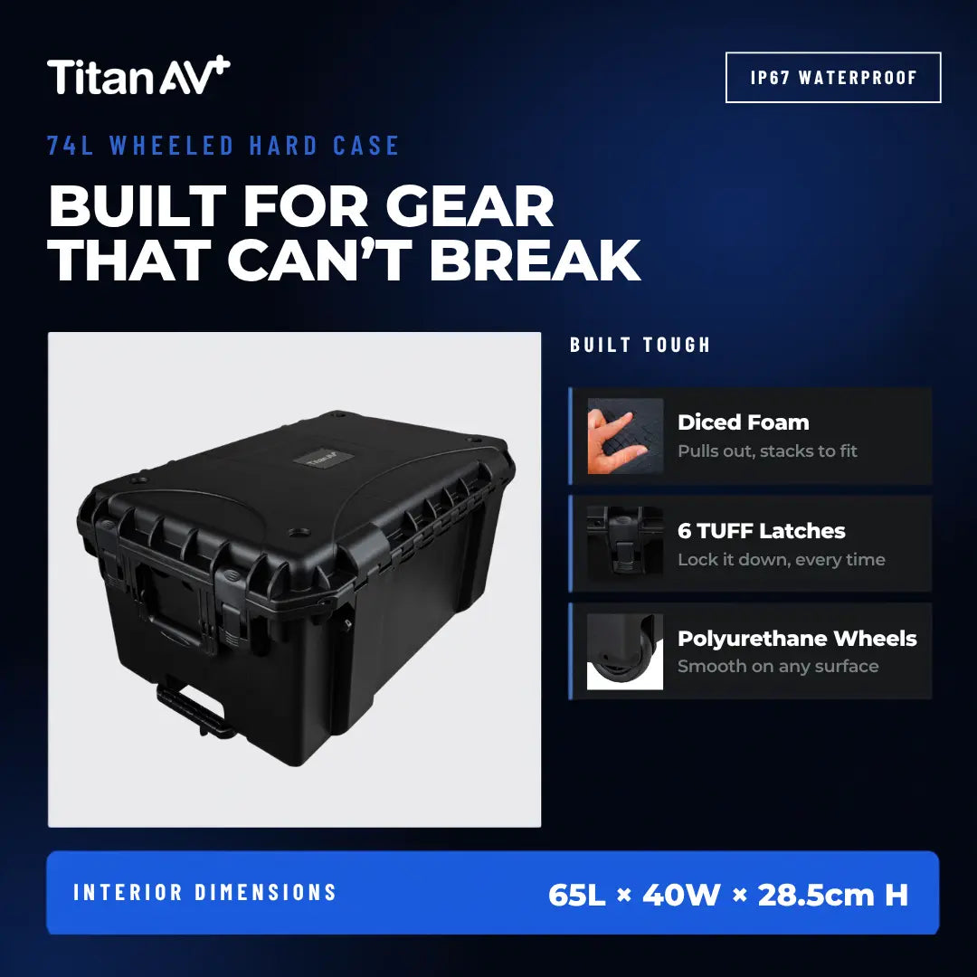 Wheeled Hard Case | 100% Waterproof | Smooth Roll | Titan AV Cases
