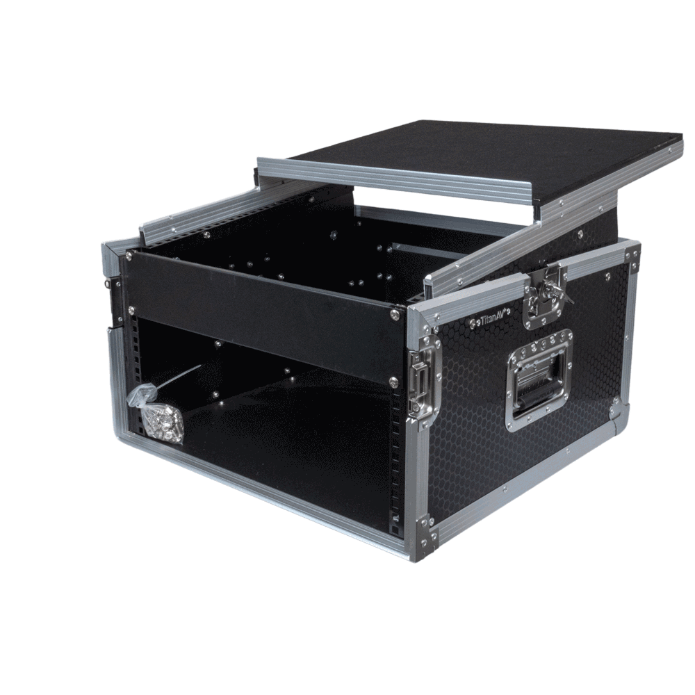 Digital Mixer Rack Case 6RU Mixer Rack Case with Laptop Shelf | DJ Road Case | AV+ – Titan AV