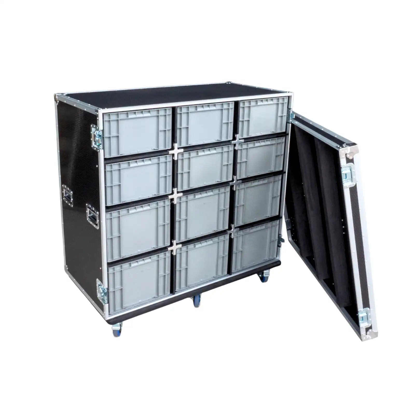 12-Crate Mixed Storage Road Case (Triple-Wide)