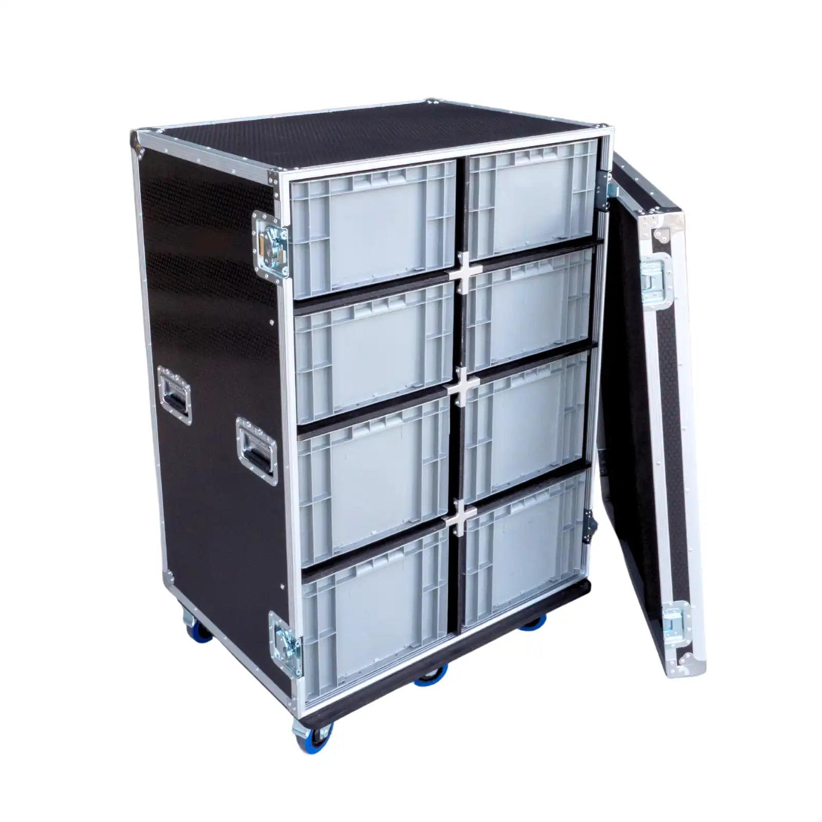 8-Crate Mixed Storage Road Case (Double-Wide)