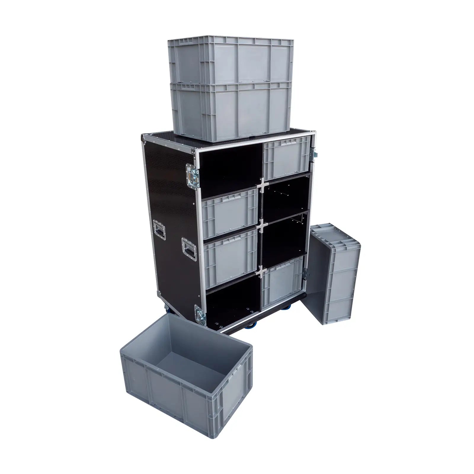 8-Crate Mixed Storage Road Case (Double-Wide)