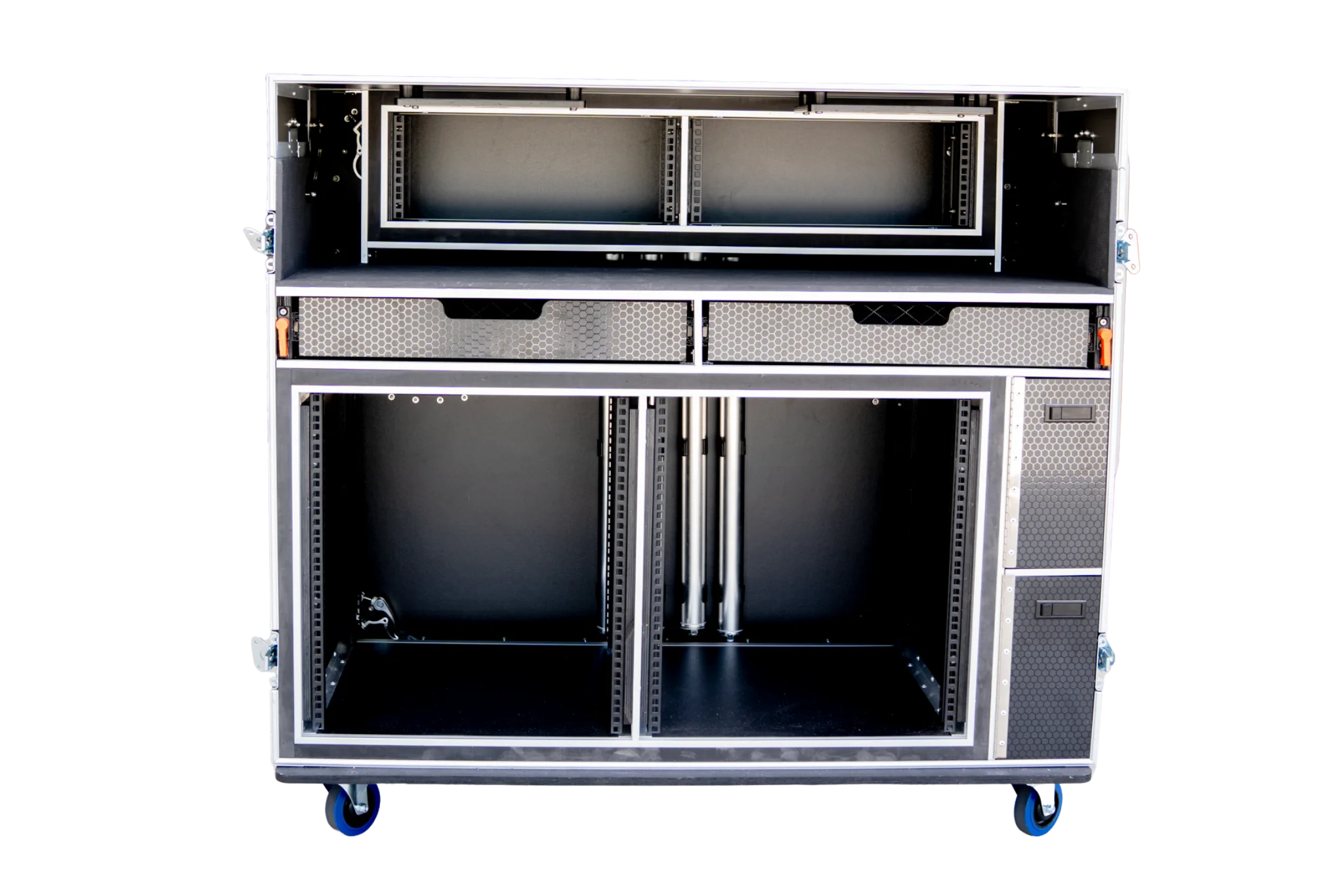 Dual Monitor Broadcast Workstation Road Case | Side Tables - Titan AV