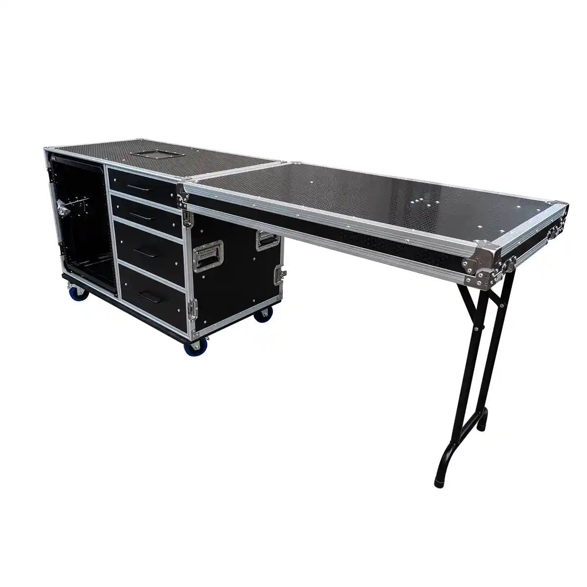 12RU Shockproof Rack & 4 Drawer Workstation with Side Tables