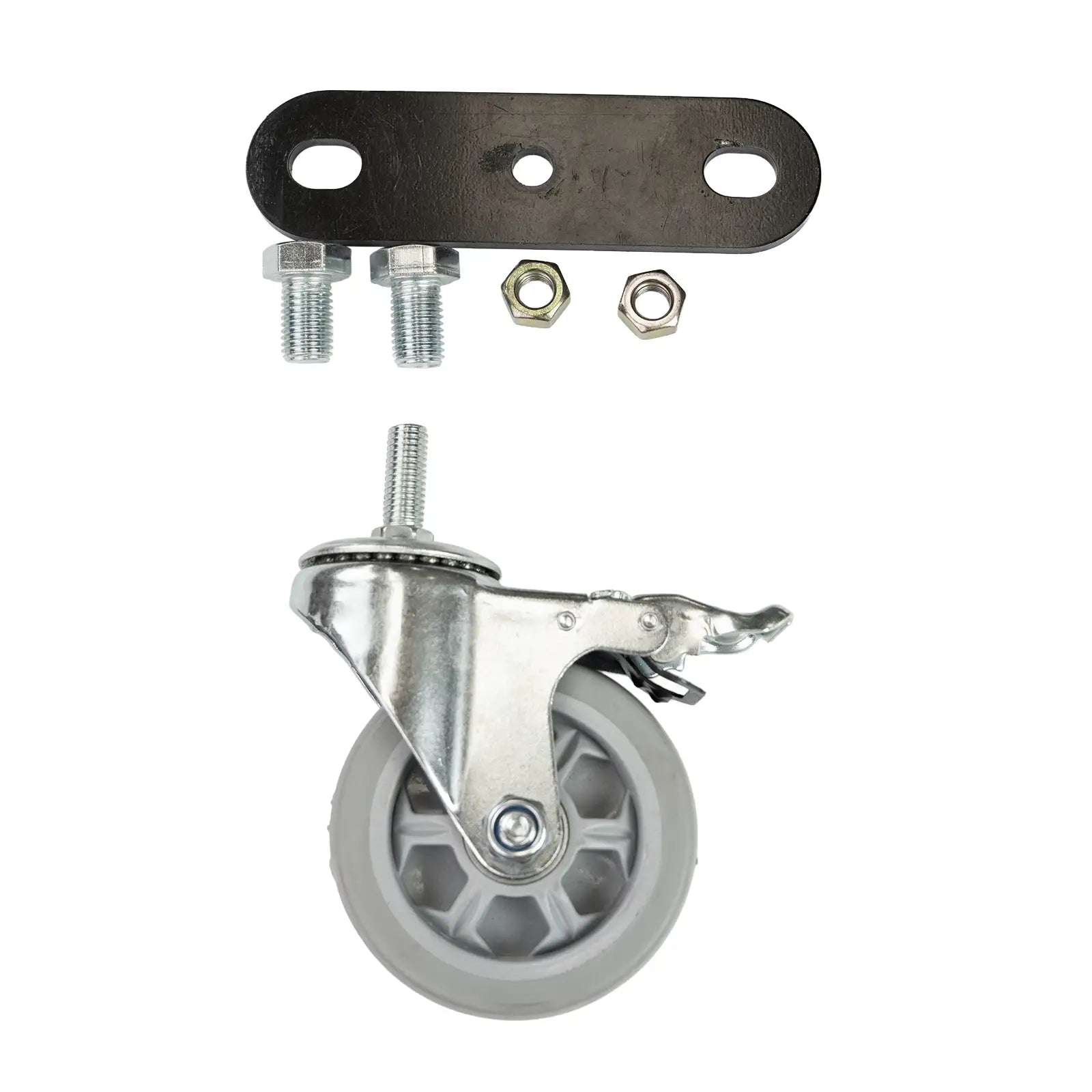 4" Threaded Castor Wheel with Dual Leg Adapter Plate