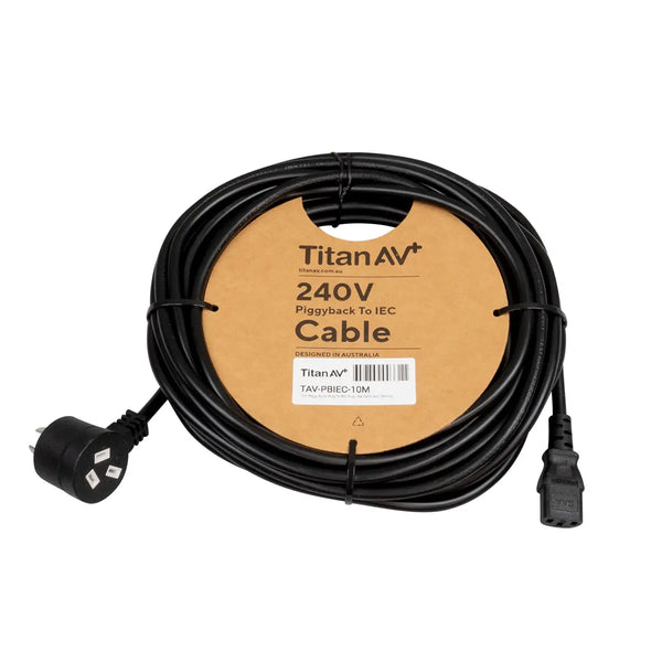 Titan AV 10m Piggy Back Plug To IEC Plug