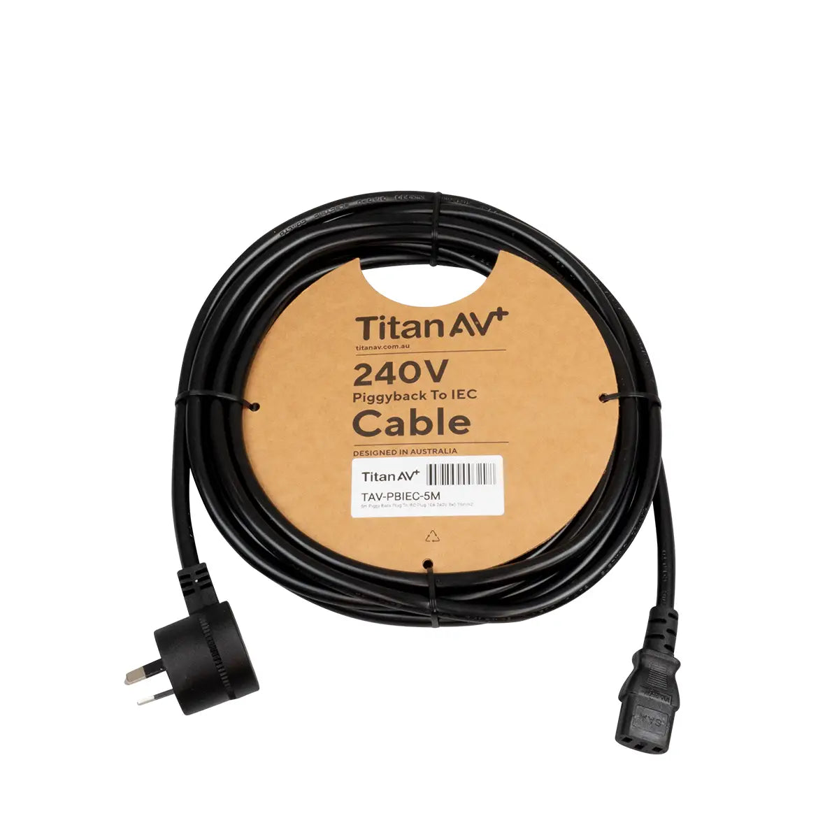 5m IEC Power Cable | Piggy Back Plug | Titan AV - Cabling Australia