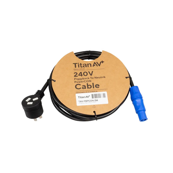 Titan AV 2m Piggy Back Plug To Neutrik PowerCon