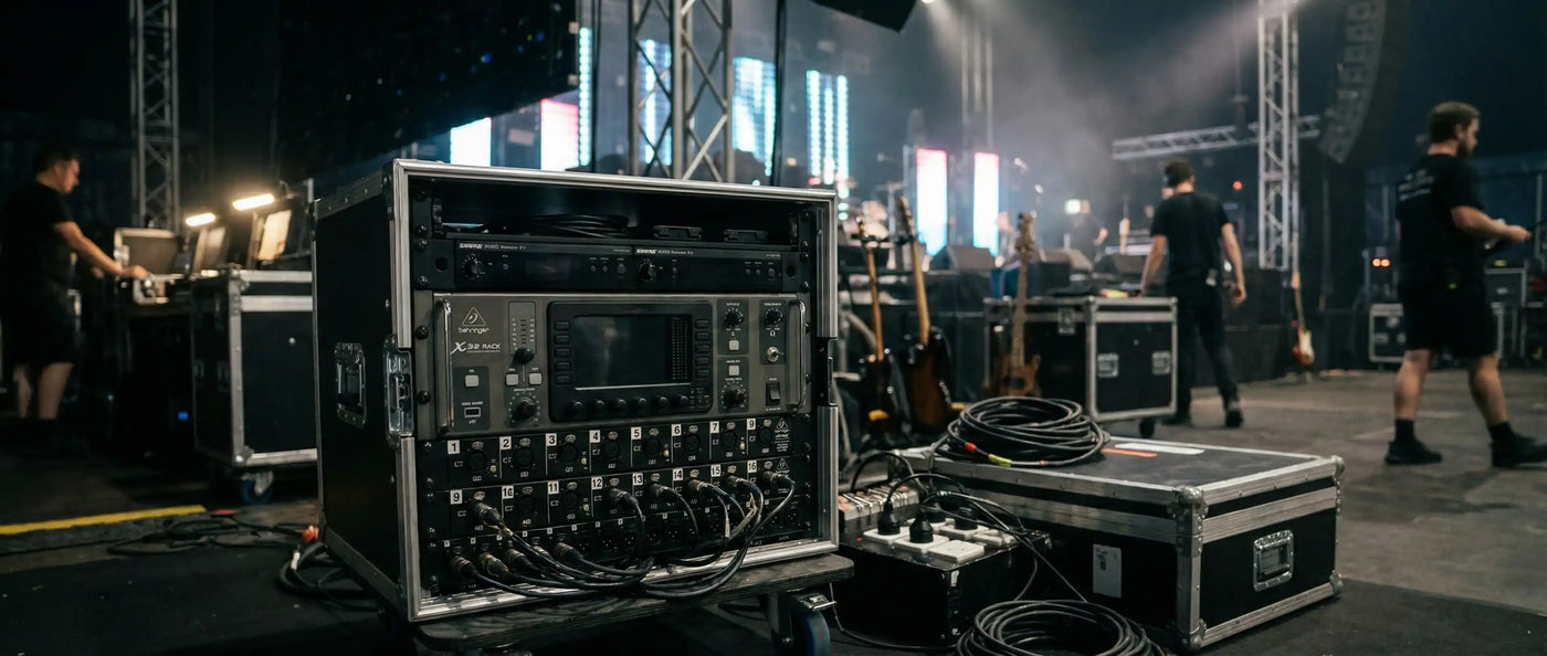 Rack case setup at concert