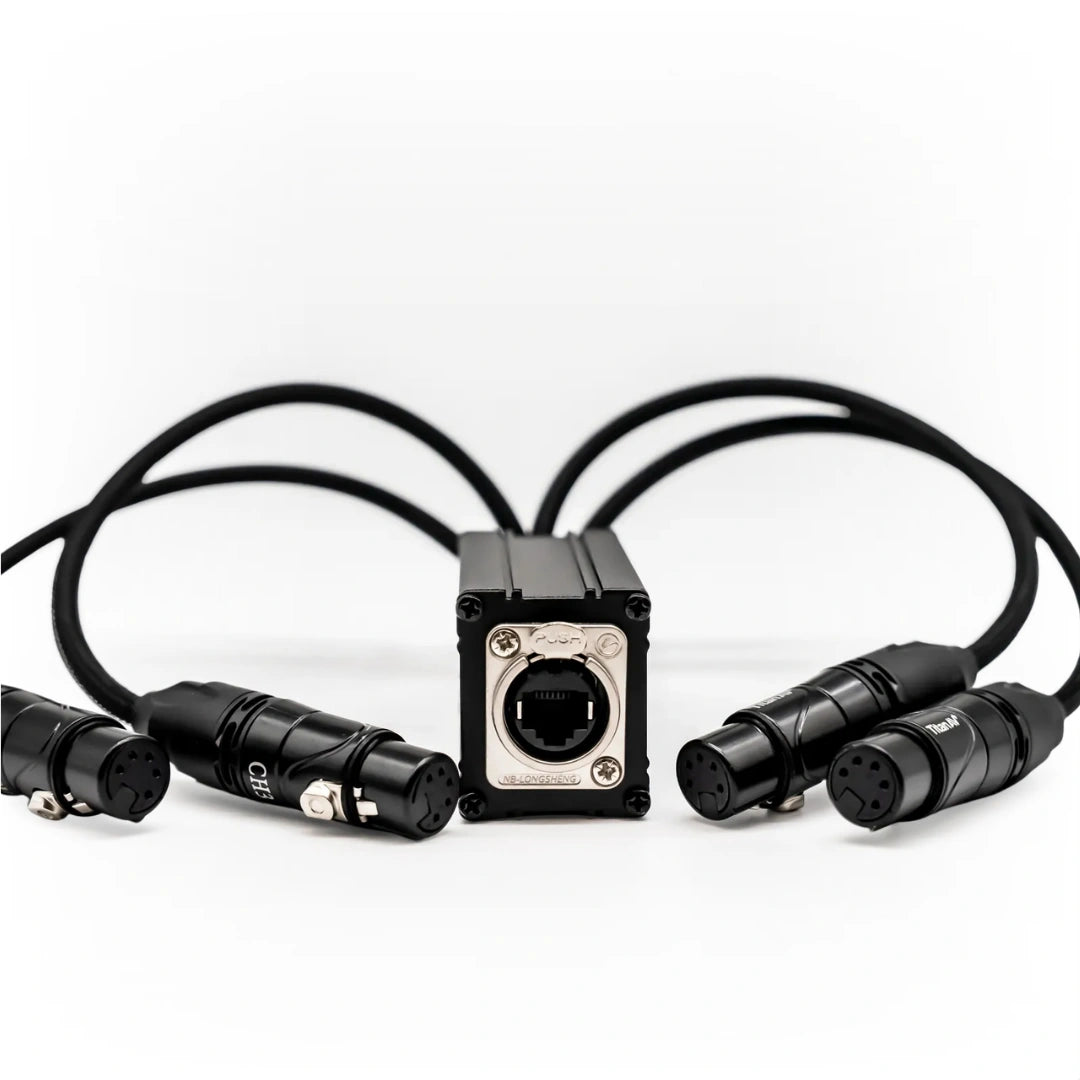 CAT Tail, etherCON to Quad 5-Pin XLRF