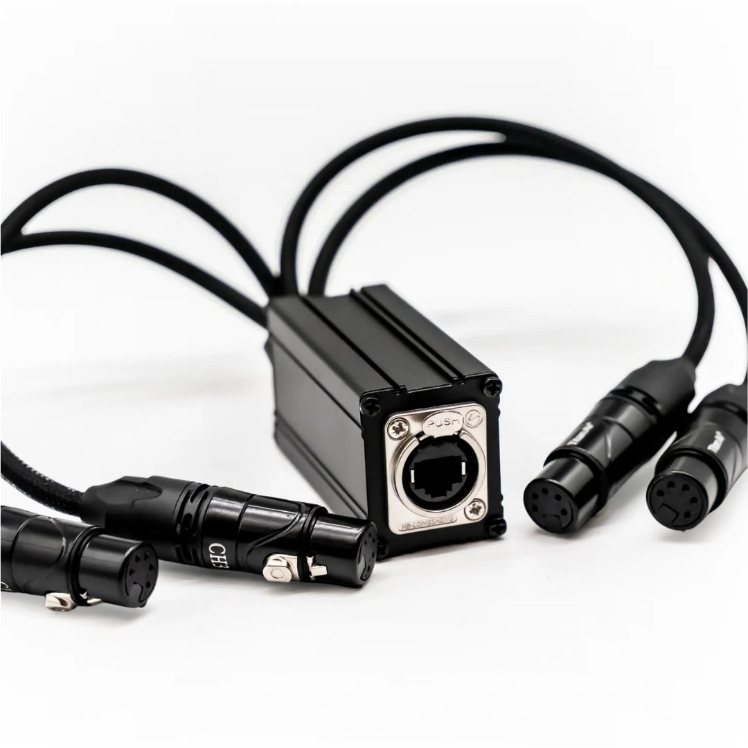 CAT Tail, etherCON to Quad 5-Pin XLRF