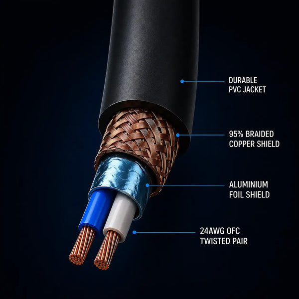 Foil + 95% Braided Copper Shield
