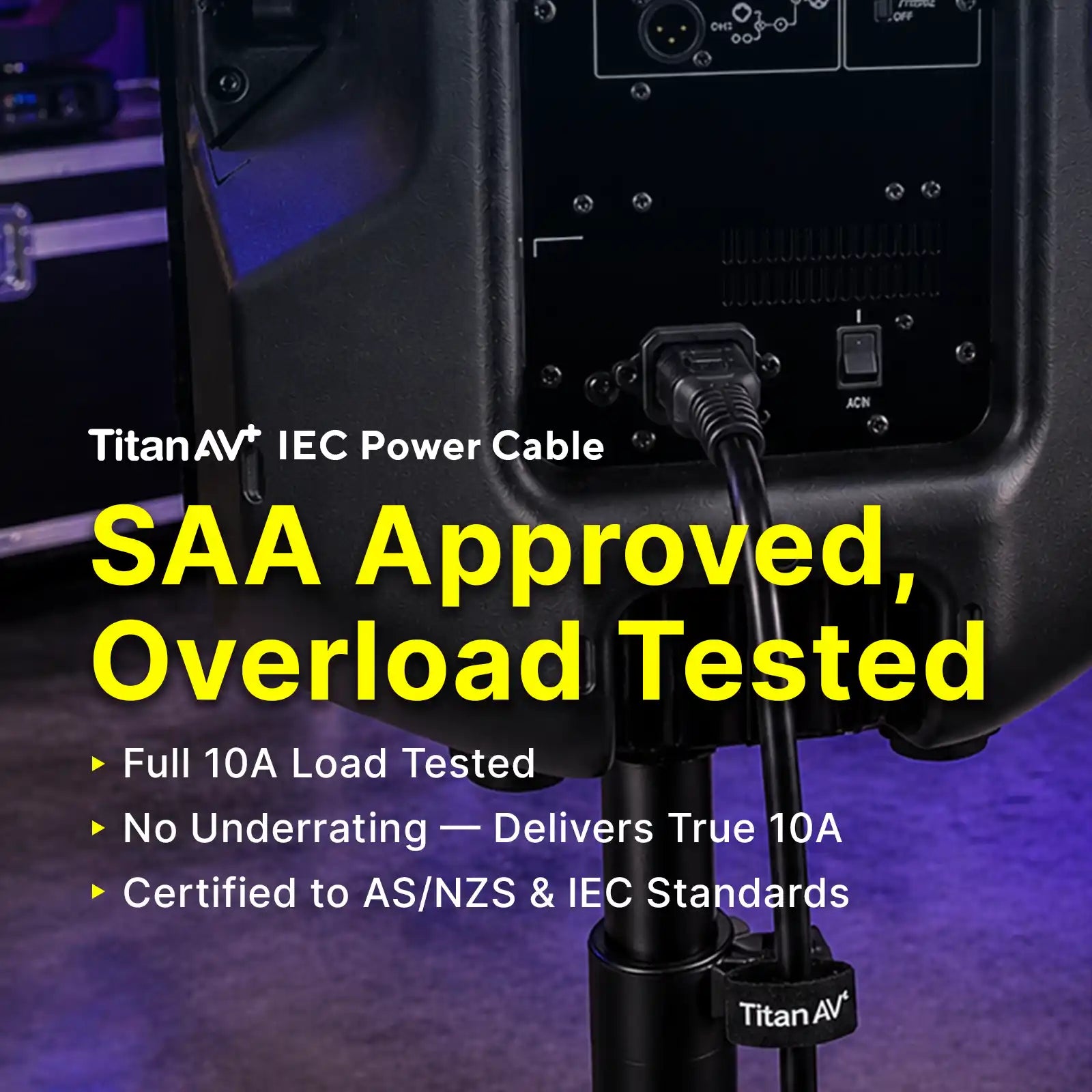 Titan AV IEC Power Cable is SAA Approved and Overload Tested