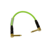 0.25m 1/4" Right Angle Jack to 1/4" Right Angle Jack Green Guitar Patch Lead