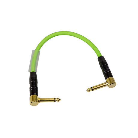 0.25m 1/4" Right Angle Jack to 1/4" Right Angle Jack Green Guitar Patch Lead