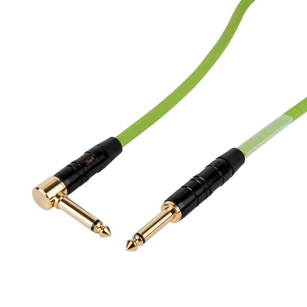 Titan AV 0.25m 1/4" Jack to 1/4" Right Angle Jack Green Guitar Patch Lead
