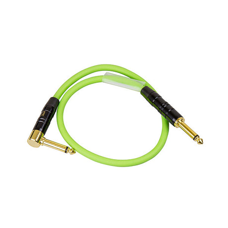 0.5m 1/4" Jack to 1/4" Right Angle Jack Green Guitar Patch Lead