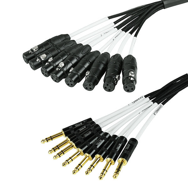 1m XLR Female to 1/4" TRS Stereo 8 Channel Multicore Loom Cable Stage Snake