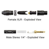 2m XLR Female to 1/4" Stereo Jack TRS 8 Channel Multicore Loom Cable Stage Snake