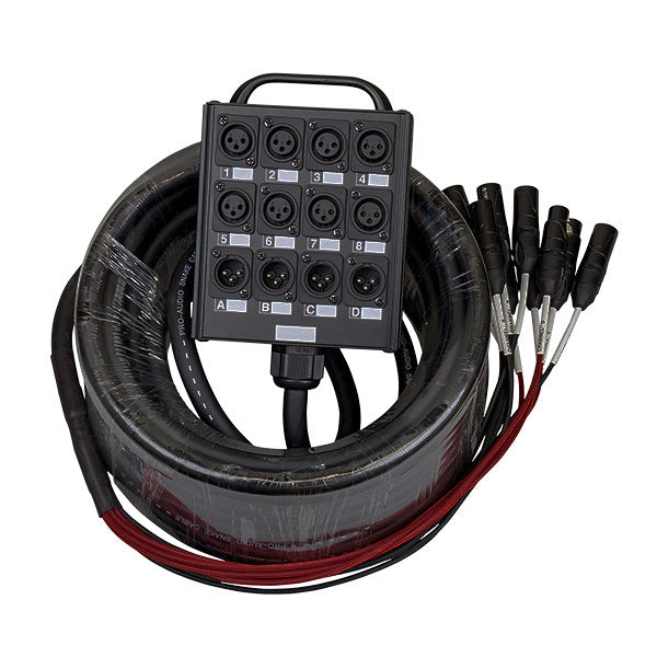 20m Multicore Cable Stage Box, 8 Send, 4 Return