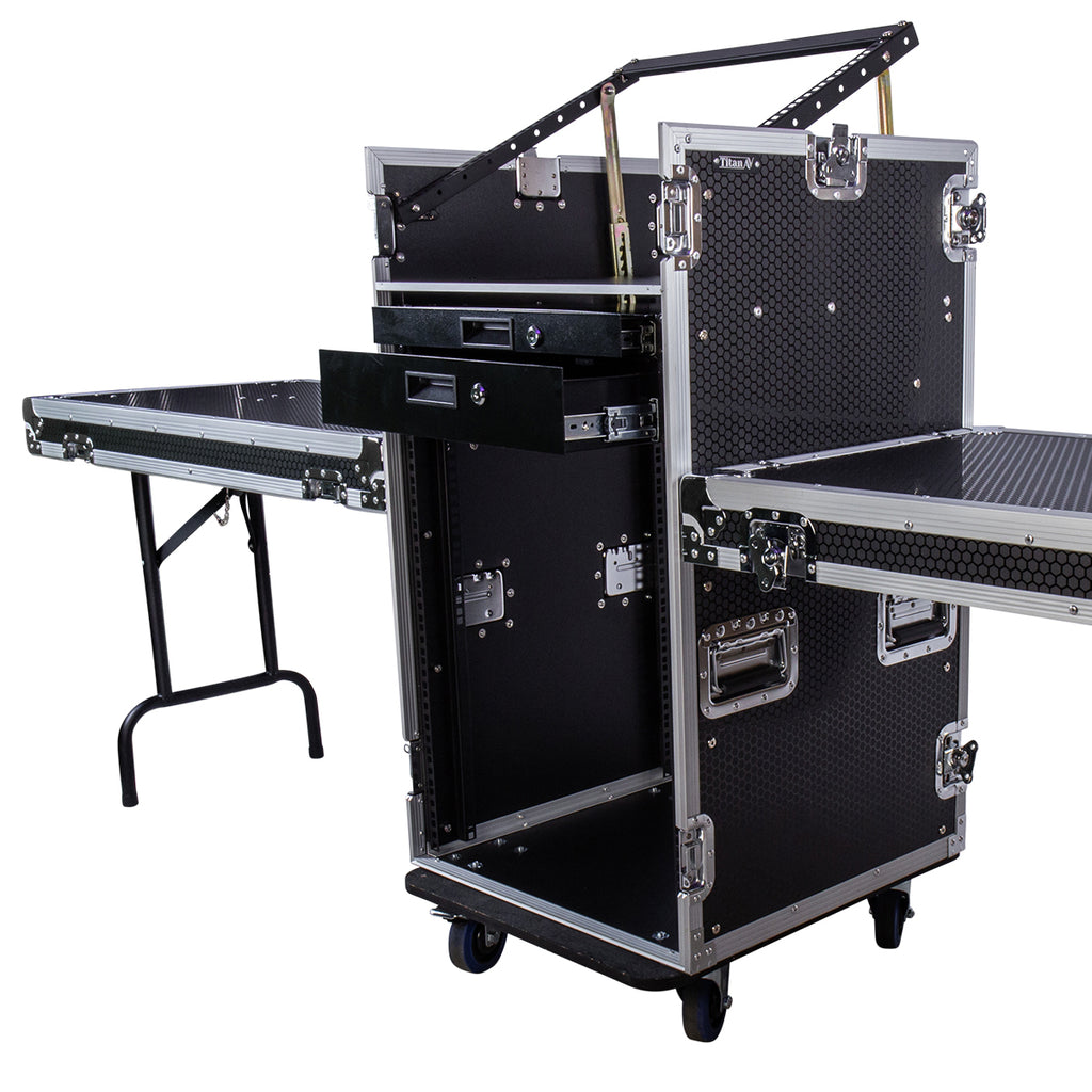 Titan AV Workstation 19" Mixer Rack Road Case with Steel Drawers