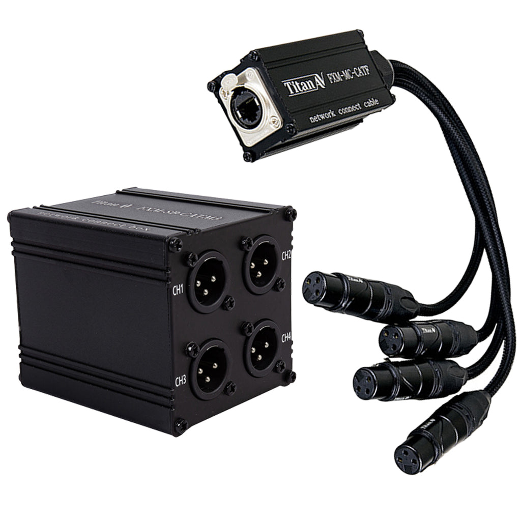 Titan AV RJ45 EtherCON Quad XLR-M Stage Box to Quad XLR-F Tails