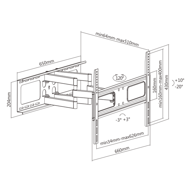 Titan AV TV Wall Mount Bracket 37-70