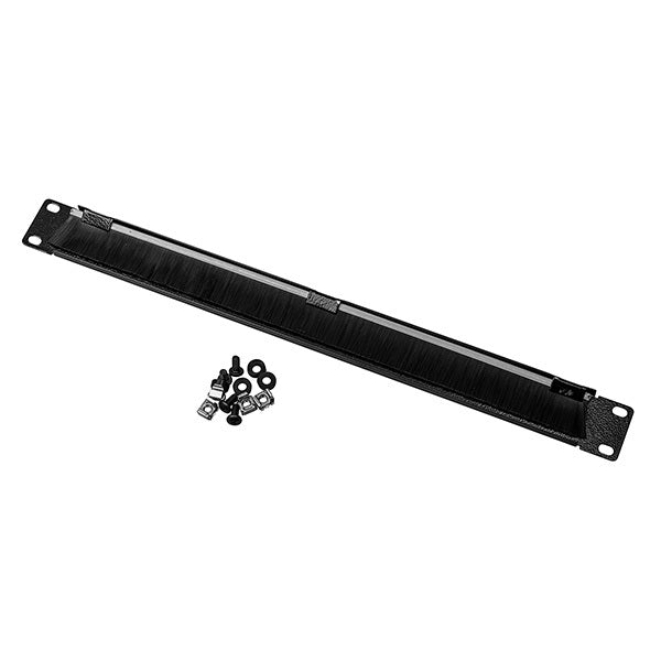 1RU 19" Brush Type Panel, Black, Cable Mgt
