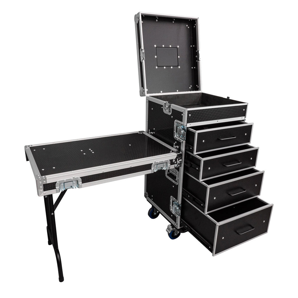 Titan AV 4 Drawer Workstation with Top Storage & Side Table